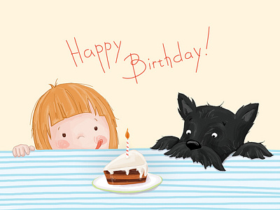 Alice&Audrey character dog happy birthday illustration kid