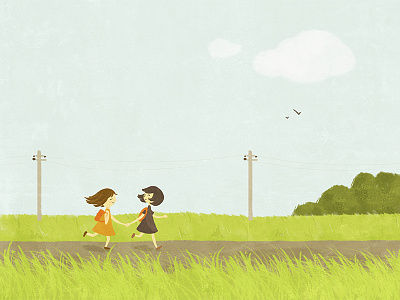 From childhood child chilhood friends girl illustration kids mood nature