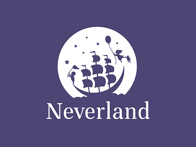 Neverland animation child children chilhood clouds girl illustration kids logo purple ship