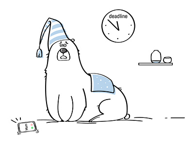 deadline bear character deadline funny illustration mood sleeping vector