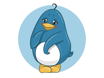 This is Boris bird blue character color cute funny illustration penguin penguins russia shy stickers