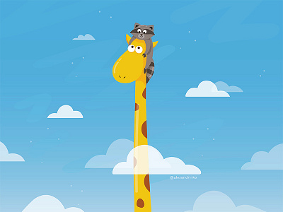 Friendship card character color cute friendship funny giraffe illustration mood raccoon