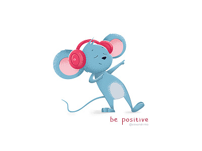 be positive animal blue character color cute design funny illustration mood mouse music new year positive