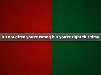Not Often Wrong experimental green humor illustration quip quotes red typography
