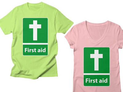 First Aid Cross Christian Tee christian tee cross crucifix first aid green medical pink symbolism