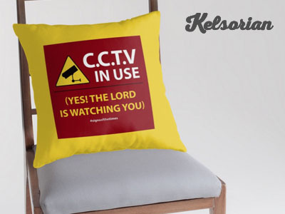 CCTV: The LORD is Watching You! - Christian Pillow Design cctv christian christian design christianity evangelism jesus pillows yellow and red