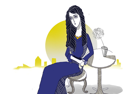 gorgeous woman at the table art illustration illustrator photoshop