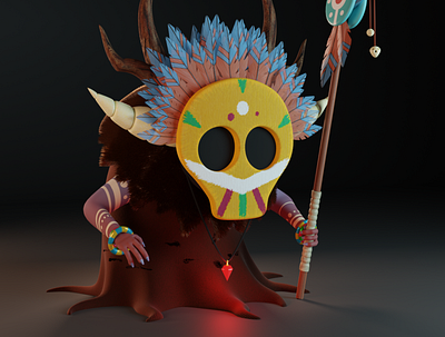 shaman 3d 3d illustration blender character modelling shaman