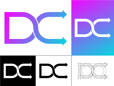 DC + 🔀 | LOGO DESIGN branding colors gradient grid logo monogram