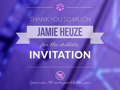 Dribbble - Thanks Jamie! clean dribbble giveaway invitation kitten lines london purple simple thanks thin typography vintage