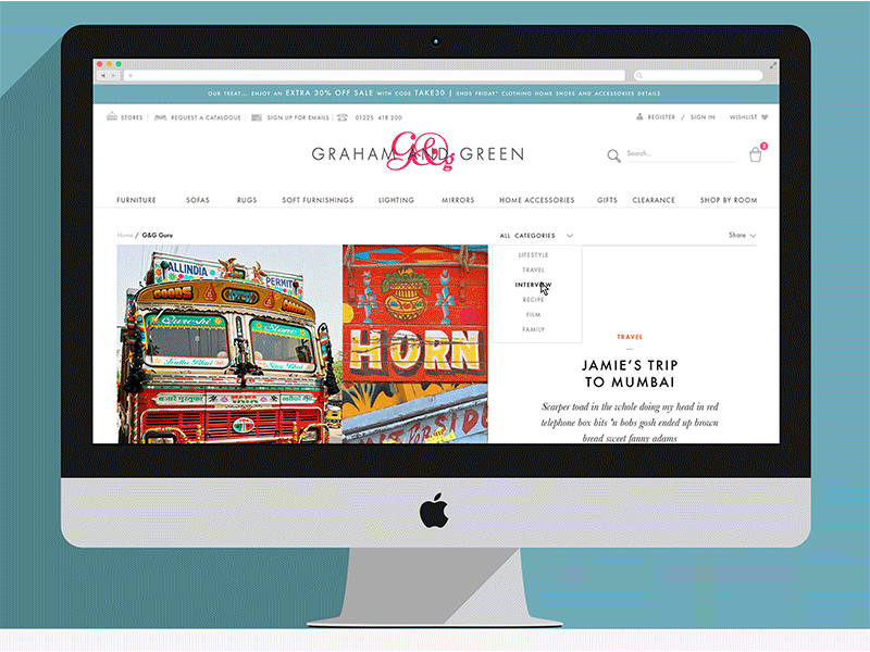 Graham & Green: New website: Blog animated desktop ecommerce retail web webdesign