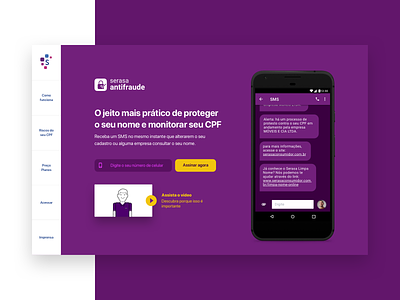 Finance Website alerts app desktop finance fraud hero home mobile purple signup sms vertical menu