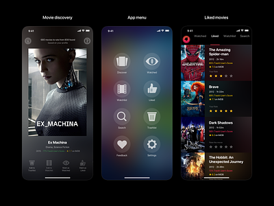 Moviestr iOS App app dark ui entertainment ios mobile movies translucency