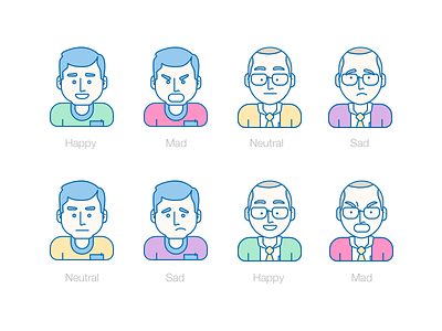 Male User Icons feelings glasses icons male man men user