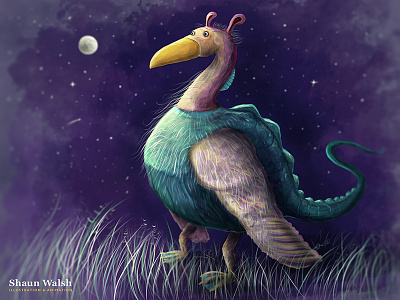 Dinosaur Bird Creature character design illustration painting photoshop