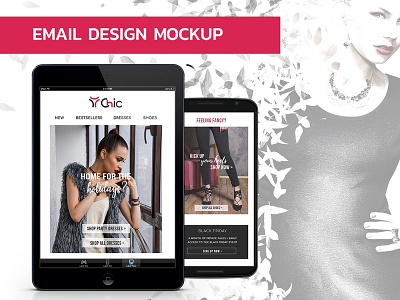 Email designed mockup for online store women's clothing