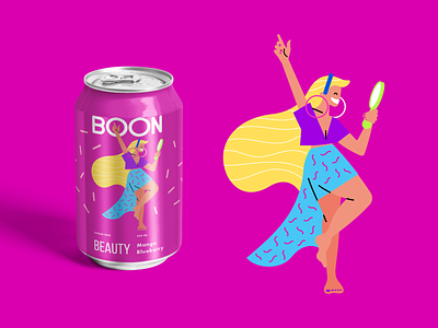Beauty app application beverage branding character commercial concept dance design drink flat girl illustration illustrator minimal packaging pink soda trend vector