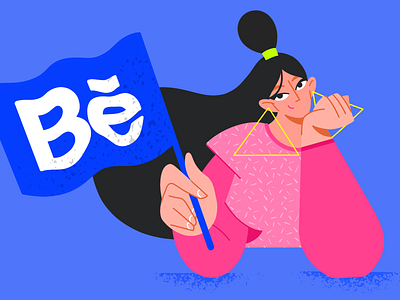 Behance girl app application beauty behance dreamer flag flat girl happiness illustration illustrator ipad ipadpro minimal procreate success trend welcome wip woman