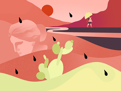 Valley of extraordinary flavor app application cactus character characterdesign flat illustration ipadpro journey minimal procreate quarantine rain river travel trip ui ux valley watermelon