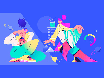 Team's productivity app character character design design flat help illustration job manage minimal productivity project remote success team time tool tracking vector web