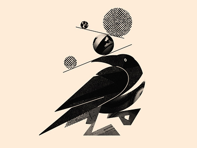 Raven app bird character crow design flat fly geometry illustration ink logo mascot minimal pattern raven shadow shape sketch texture vector