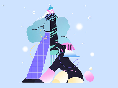 Snow fun 2d celebration character character design christmas dog flat girl graphic design holidays illustration illustrator minimal procreate shape snow texture vector winter woman
