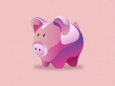 Pinky piggy animal app design digital art flat illustration minimal money box pig pink shot vector