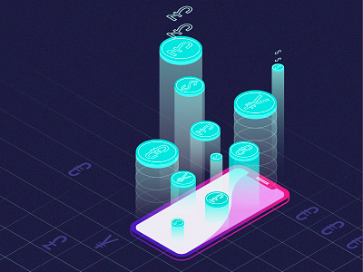 Raise your capital app banking capital coin commercial crypto exchange finance flat illustration illustrator investment iphone isometric isometry minimal mobile bank money pay payment