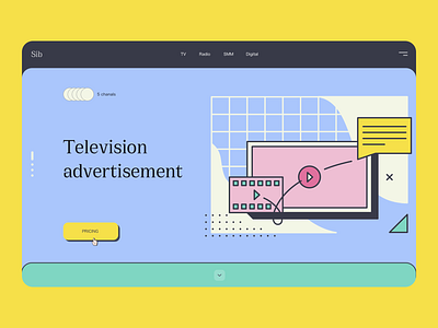 Television advertisement advertisement advertising app apple banner commercial ecommerce flat hero banner homepage illustration mainpage media minimal onboarding television tv ui ux web