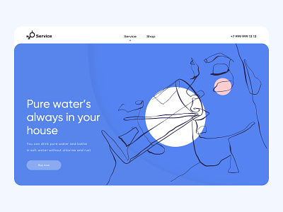 Just add water aplication app apple banner blue commercial drink filter girl homebanner homepage lineart mainpage minimal onboard ui ux water web