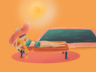 The 100 Degree Tan cartoon heat illustration pool summer swimming tanning
