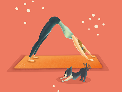 Dog Doing Downward Dog breathe cartoon dog downward dog illustration pilates stretching yoga yogi