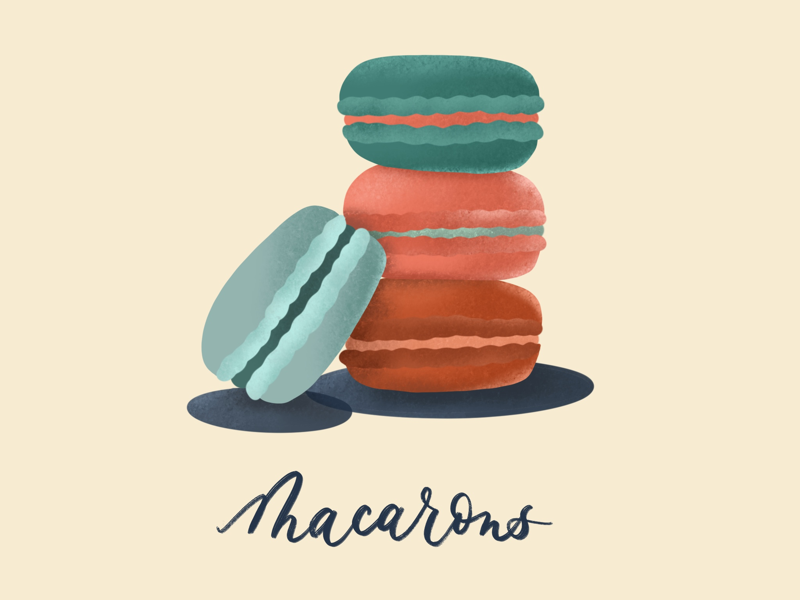 Macaron Monday illustration procreate macaroon yummy parisian paris red white and blue sweets dessert monday macaron