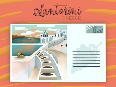 Santorini Greece Postcard beach greece greek illustration postcard procreate santorini sunset travel