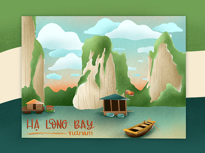 Ha Long Bay, Vietnam | Illustration asia bay culture ha long bay illustration island ocean procreate travel vietnam vietnamese water world