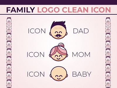 Family Clean Icon baby child dad design family father icon logo mom mother web