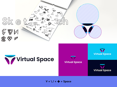 Virtual Space Logo branding design graphic graphic design icon vector logo logo design space logo web logo