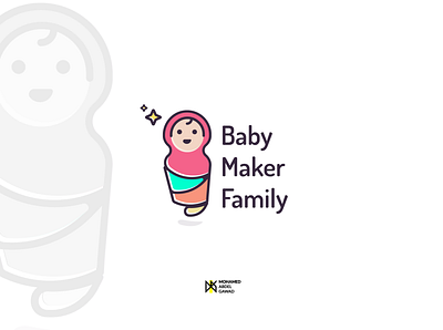 Logo Baby Maker Family art artwork baby cartoon desing family flatdesign green hair icon logo logo mark logodesign logotype maker orange pink star vector yellow