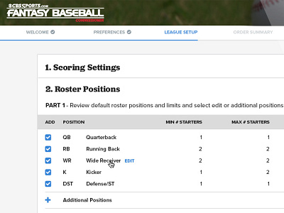 Fantasy League Set Up baseball fantasy setup sports ux