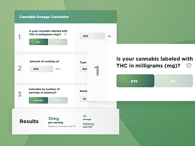 Daily UI 4 - Cannabis Dosage Calculator 420 cannabis daily ui marijuana stoner ui