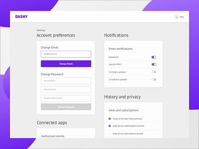 Daily UI - Settings daily ui dashboard purple settings ui user profile