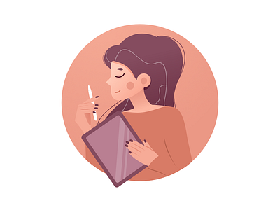 Girl with tablet art design girl character icon illustration illustrator logo vector