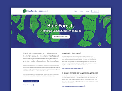 Blue Forests - Mapping tool biodiversity clean coastal ecosystems environment global climate challenge layout marine biodiversity marine ecosystems minimal design ui world conservation
