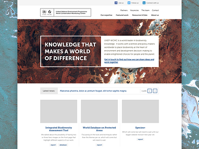 UNEP WCMC redesign home home page landscape pattern redesign