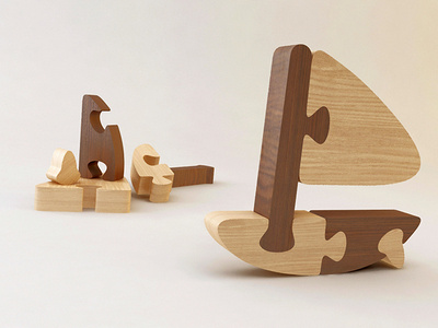 Puzzle 3D - Boat 3d boat product design puzzle toy design wood