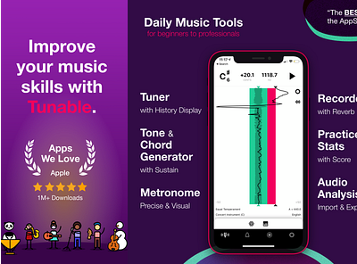Tunable - Screenshots app design illustration ios mobile music screenshots tuner
