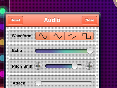 Audio Menu app audio interface ios music nodebeat ui