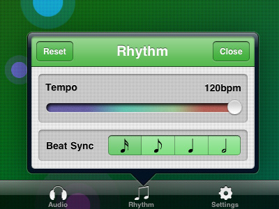 Rhythm Menu app audio interface ios music nodebeat ui