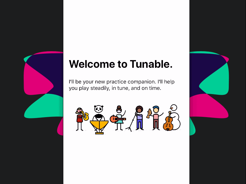 Tunable - Onboarding Welcome Screen animation app characters illustration onboarding tuner welcome screen