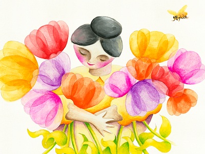 Gouache illustration flowers gouache hand illustrated tulips watercolor